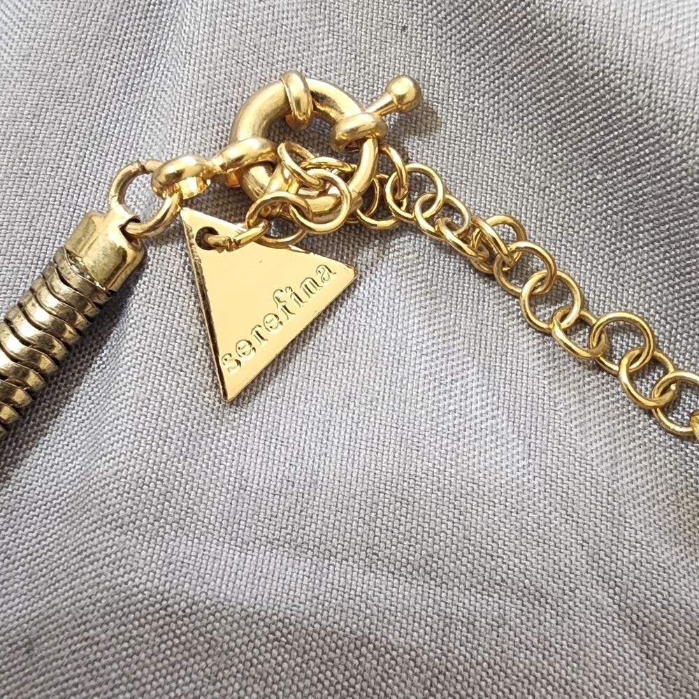 Anthropologie Gold Necklace with Crystal Drops - Picture 3 of 4